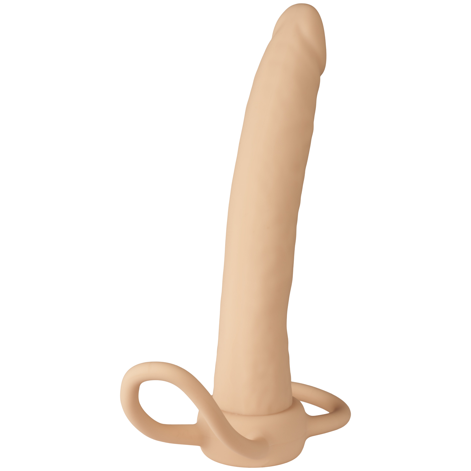 Dobbelt Stimulation: Strap On Dual Dildo 15,3 Cm Nude