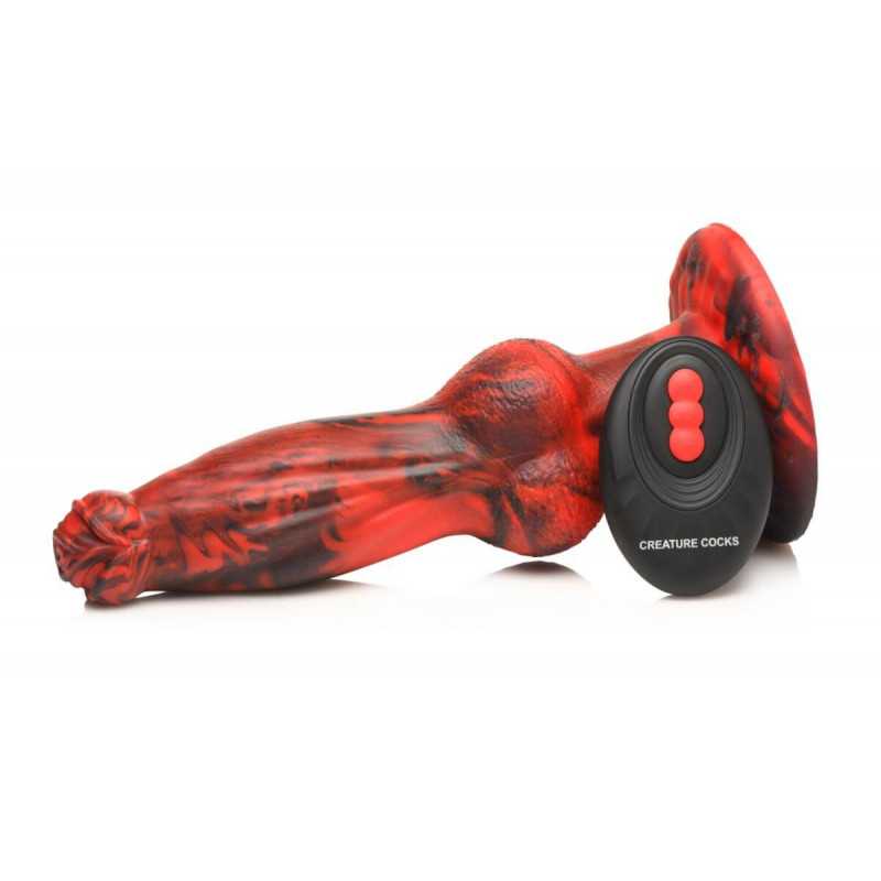 Xr Brands   Hel Wolf Thrusting & Vibrating Dildo   Red & Black fra Creature Cocks